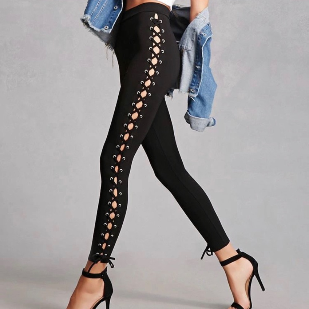 Forever 21 lace up leggings